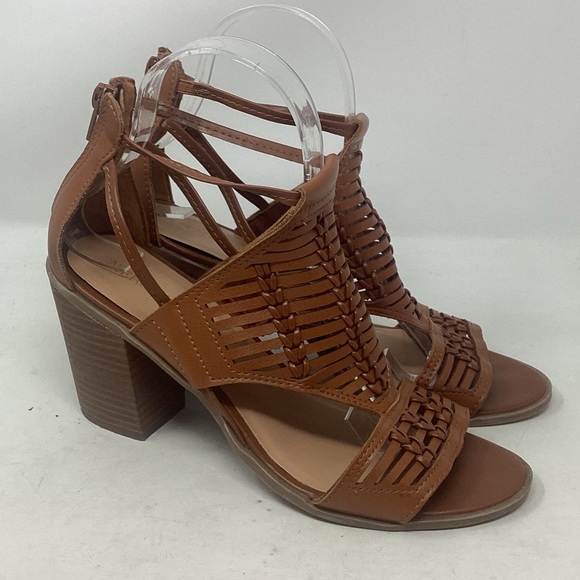 Merona Kerina Cognac Braided Heel Sandals Women's Size 8 - Picture 2 of 9